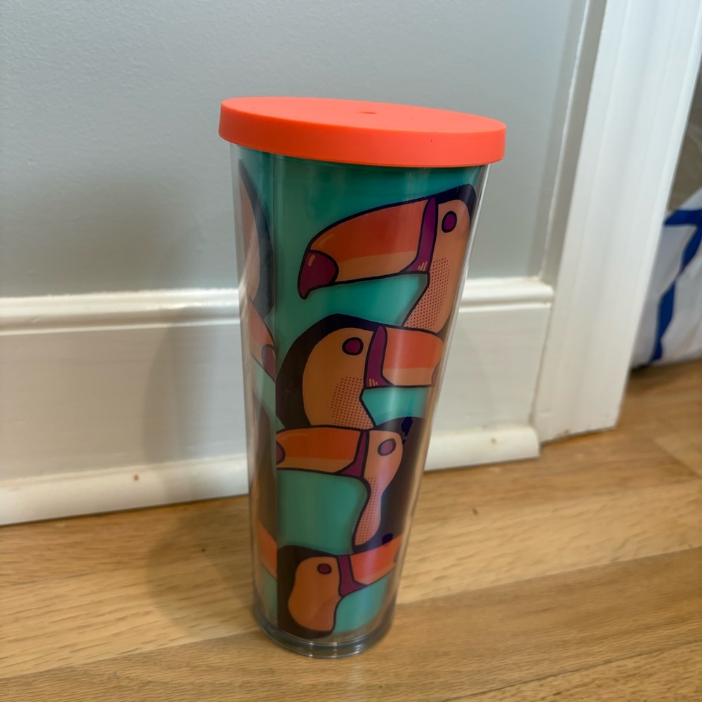 Rare Starbucks Tropical Toucan Tumbler with Orange Lid - Picture 2 of 3